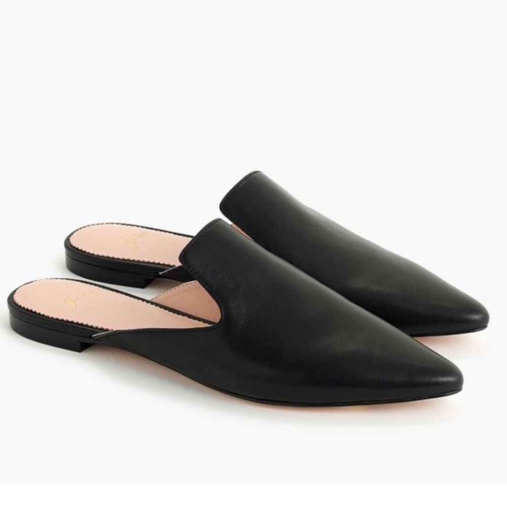 JCrew Black Pointed Mules Size 8